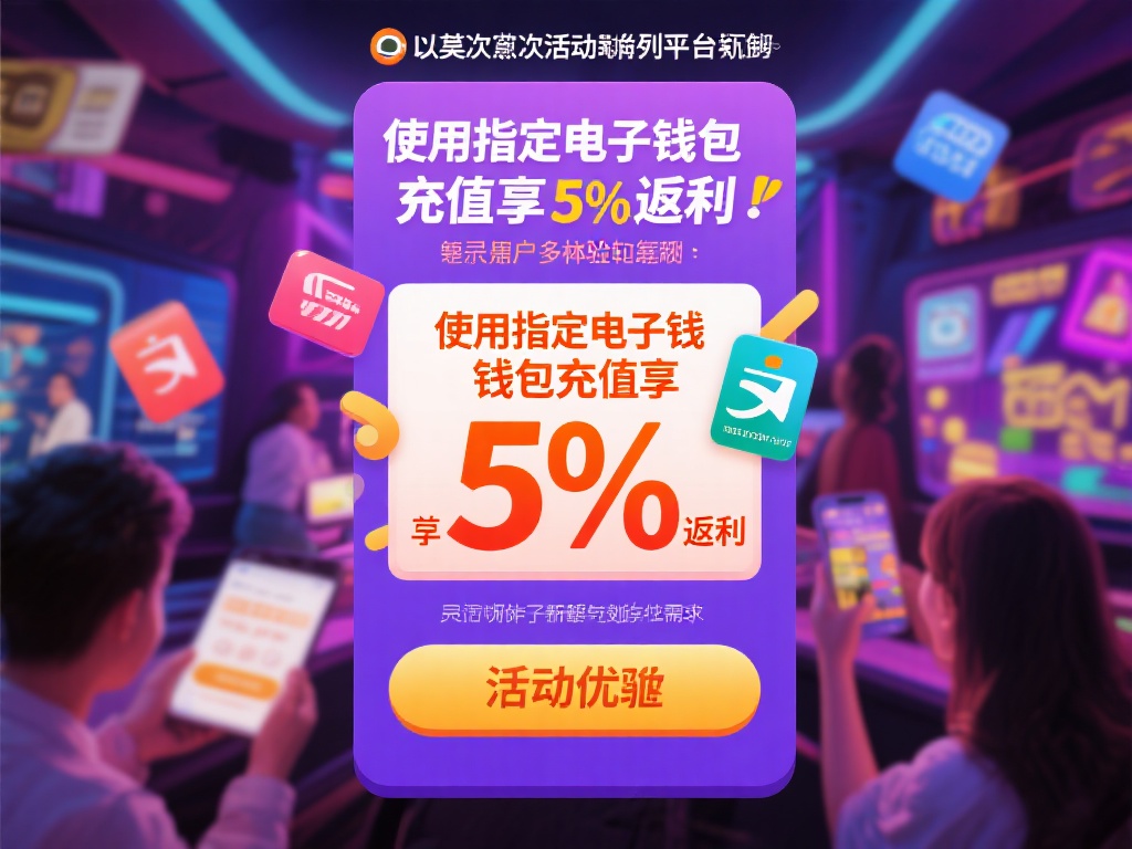 以某次活动为例，平台推出“使用指定电子钱包充值享5